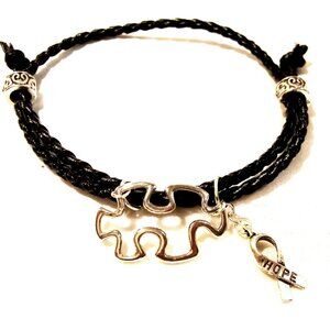 Puzzle Piece Hope Ribbon Wrap Bracelet